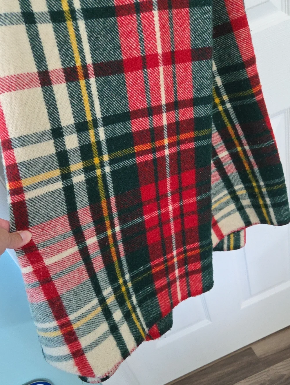 Vintage L.L. Bean Wool Tartan Plaid Blanket Red Green Cabin Cottage